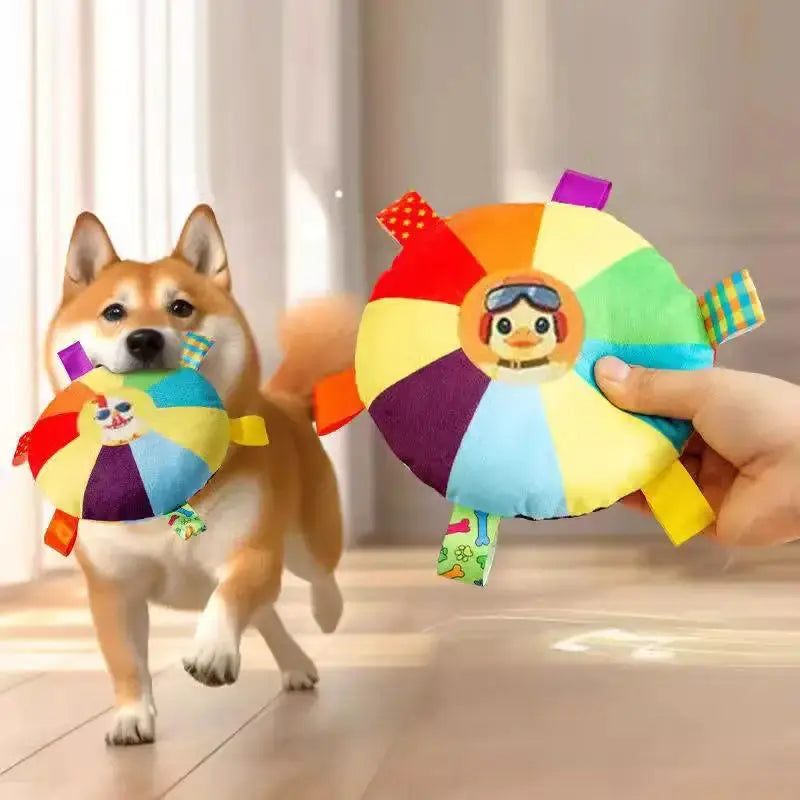 Rainbow Plush Flying Dog Chew Toy - Pawthrive