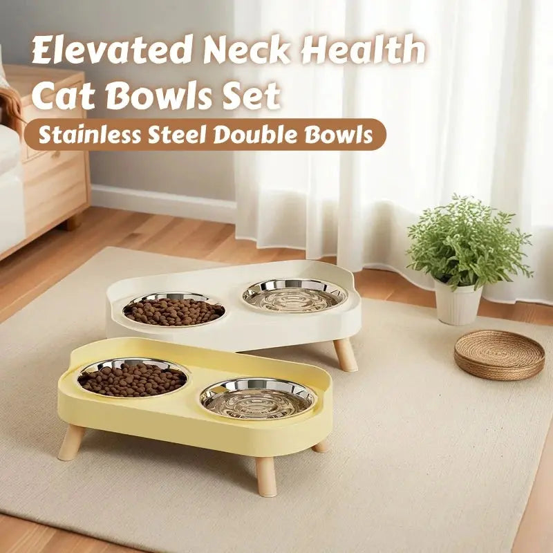Stainless Steel Elevated Adjustable Height Bowls - Pawthrive