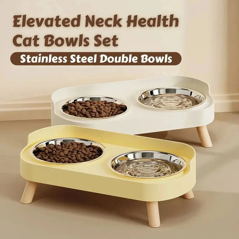 Stainless Steel Elevated Adjustable Height Bowls - Pawthrive