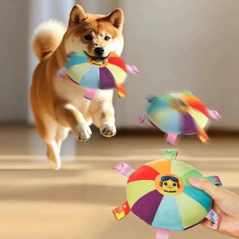 Rainbow Plush Flying Dog Chew Toy - Pawthrive