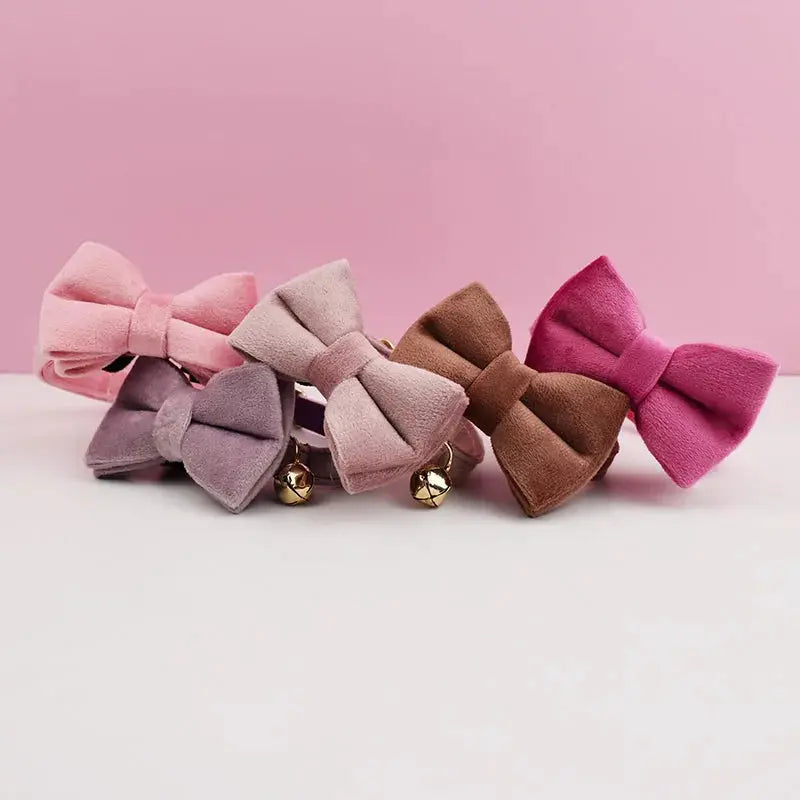 Cat  Bell Bow Tie Velvet Collar - Pawthrive