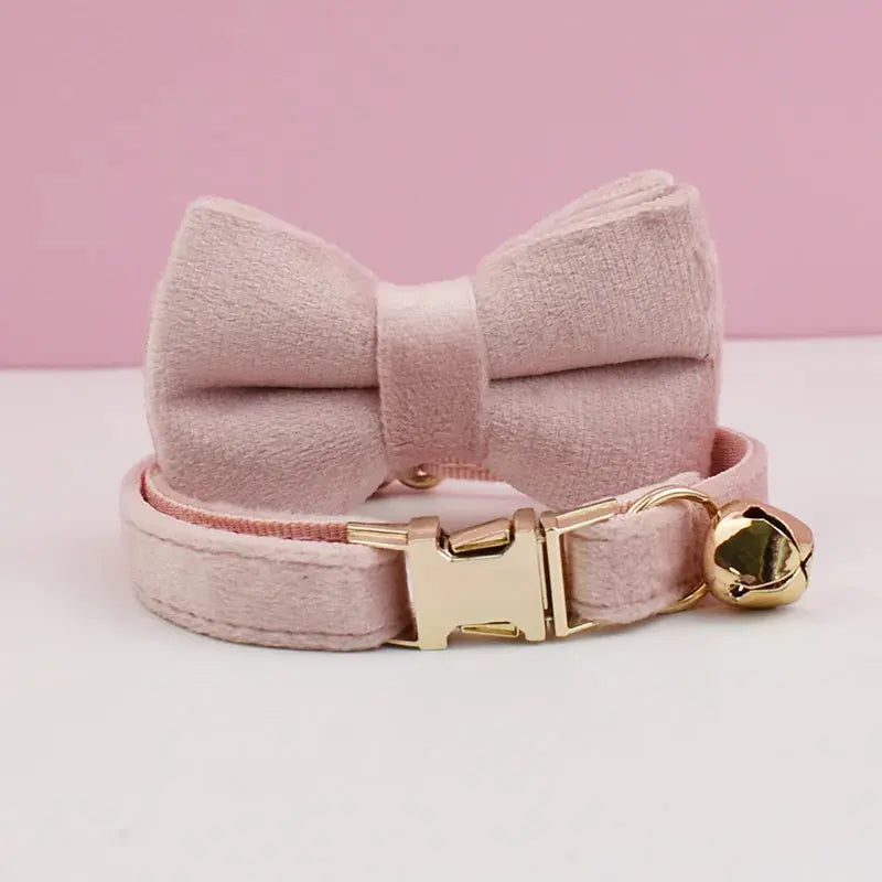 Cat  Bell Bow Tie Velvet Collar - Pawthrive