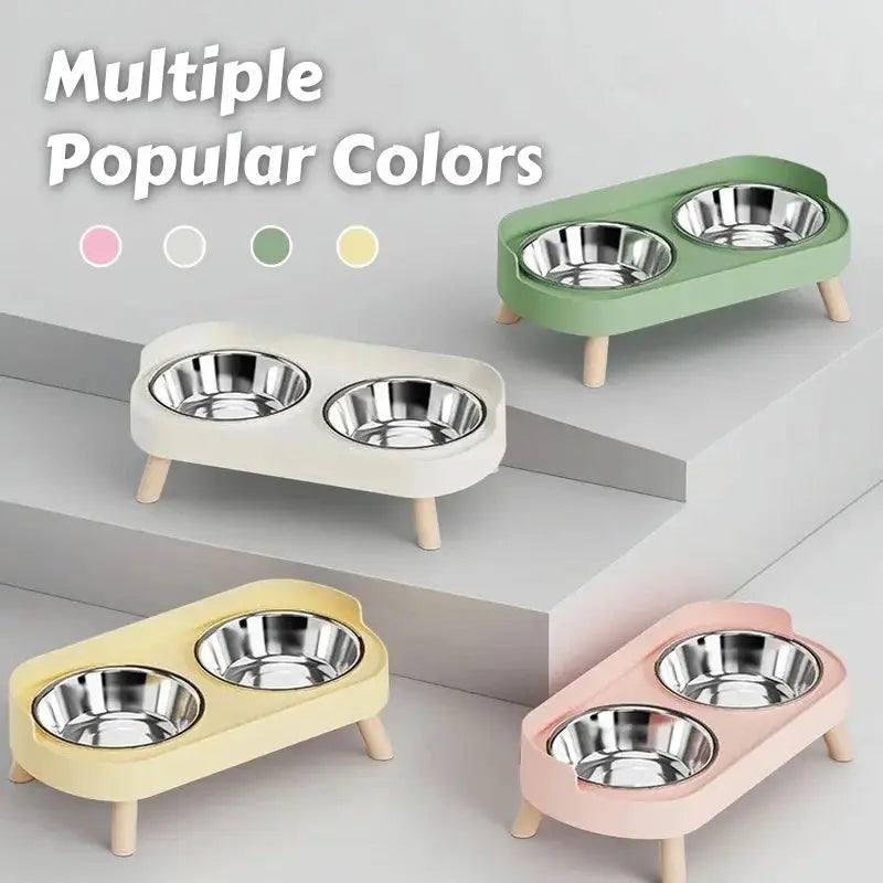 Stainless Steel Elevated Adjustable Height Bowls - Pawthrive