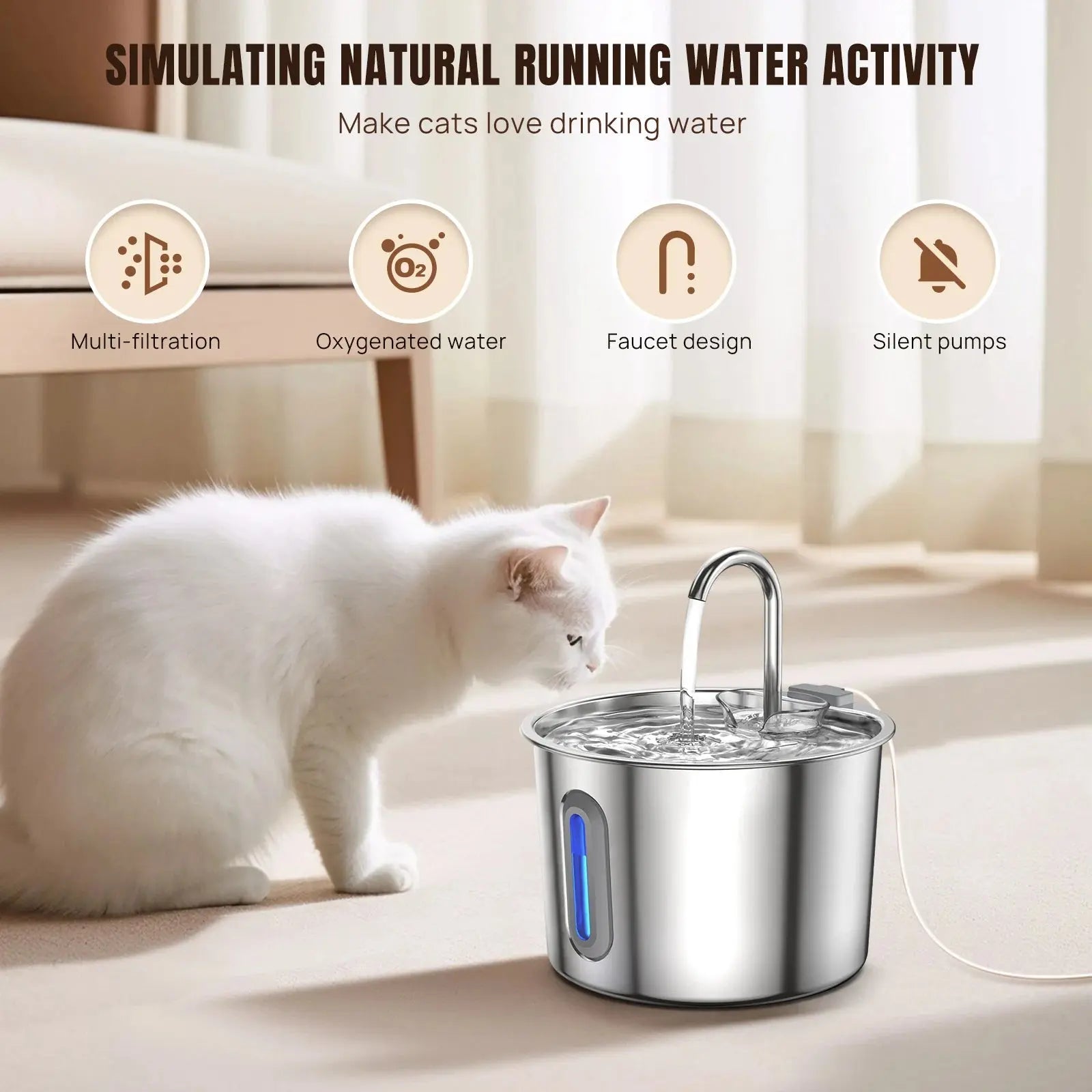 Stainless Steel Pet Fountain dispenser - Pawthrive