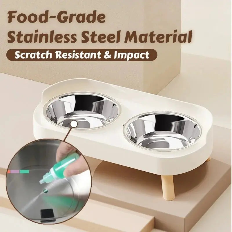 Stainless Steel Elevated Adjustable Height Bowls - Pawthrive